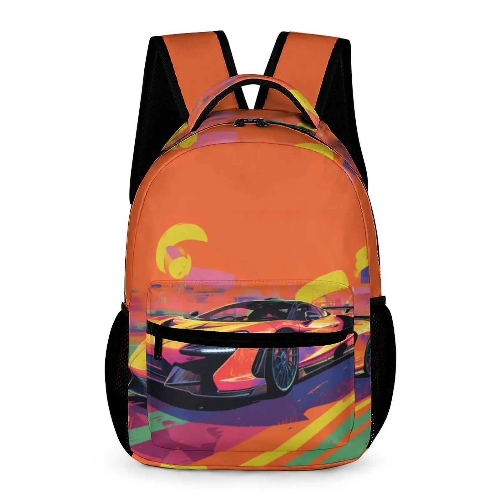 

Fantastic Sports Car Backpack Women Neo Fauvism Cover Art Durable Backpacks Casual School Bags Camping Designer Rucksack