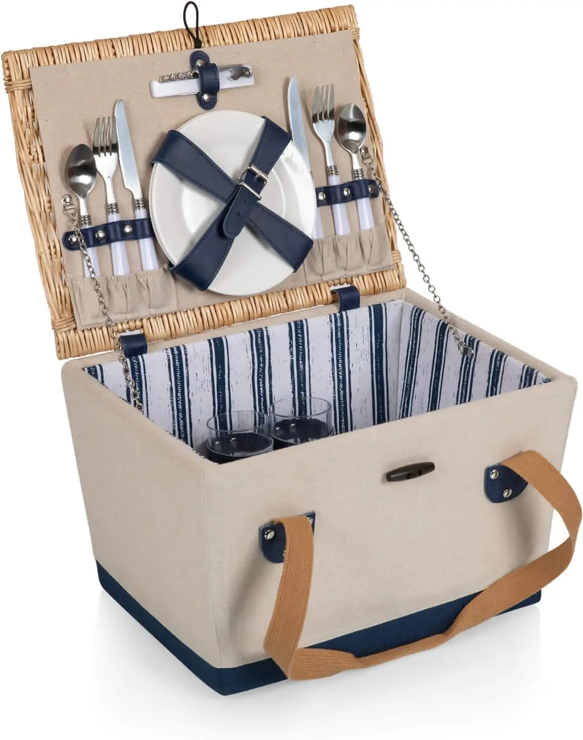 

Picnic Basket for 4, Romantic Picnic Basket, Picnic Set, (Beige)