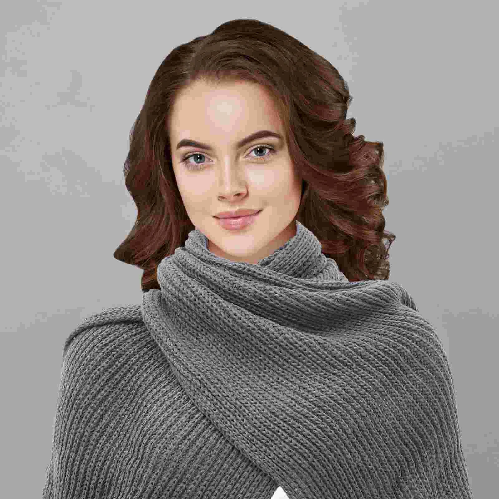 Унисекс черные свитера с шалью вязаный шарф удобное зимнее пальто для мужчин и