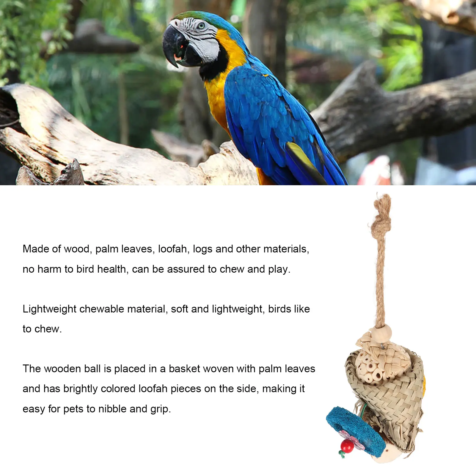 Жевательные игрушки в виде попугаев Пальмовые Листья плетеные кусающие