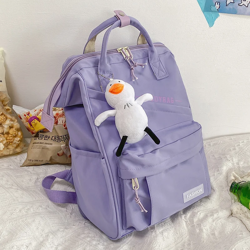 

2023 Preppy Purple Backpack Women Waterproof Candy Colors Backpacks Fancy High School Bags for Teenage Girl Cute Travel Rucksack