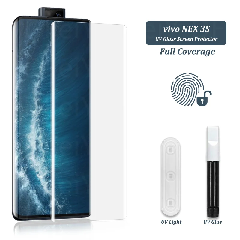 UV Screen Protector For vivo NEX 3S Tempered Glass Film Full Screen Glue For vivo NEX 3 Full Cover UV Glass