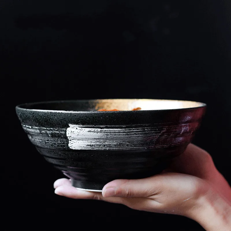 

Tigela de cerâmica estilo japonês 7.5 polegadas, retrô, tigela de jantar, utensílios de mesa de cerâmica, tigela de mistura
