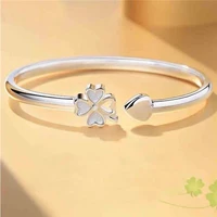 s925 sterling silver clover open bangle ladies love simple fashion versatile jewelry for girlfriend birthday luxury gift