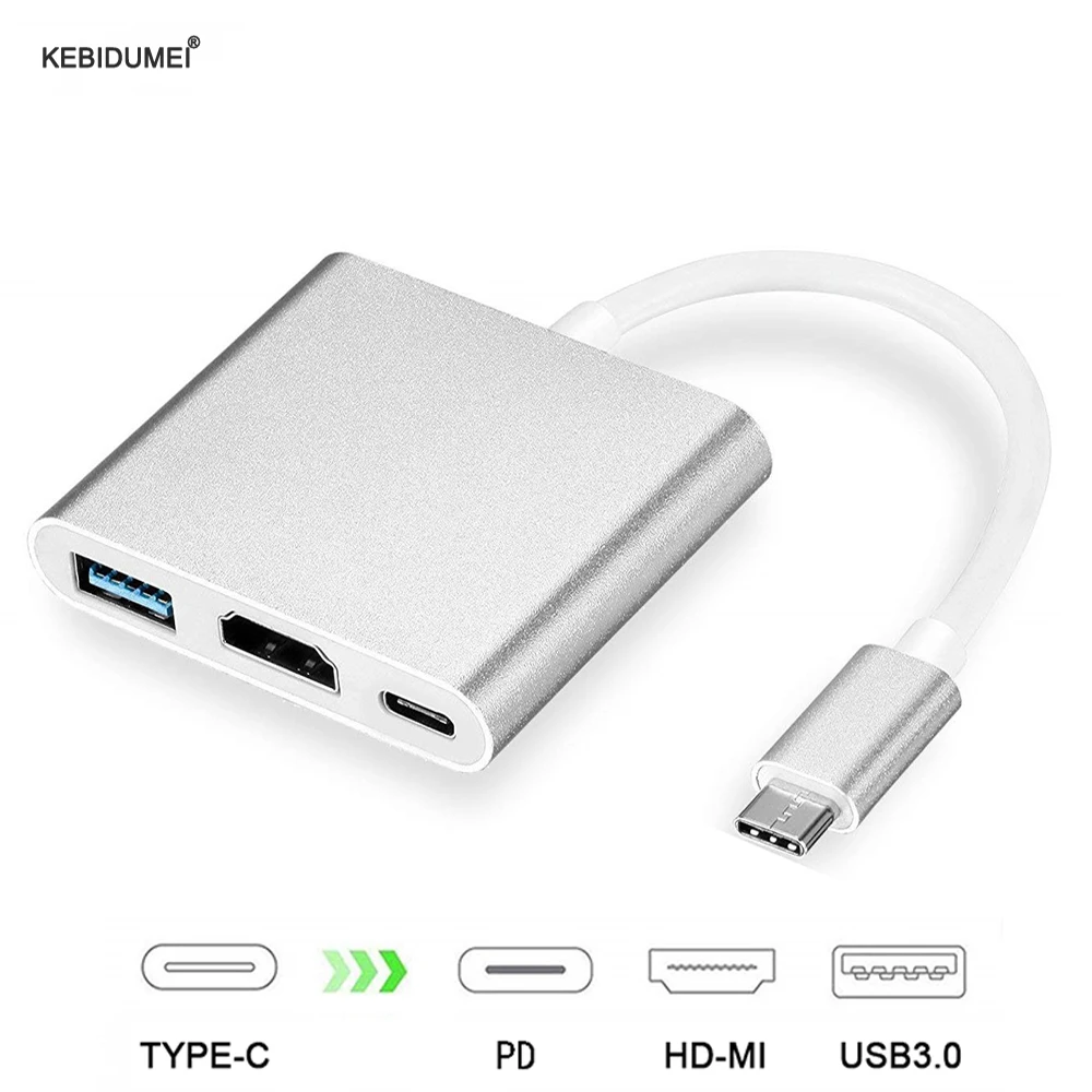 USB C HUB USB C to HDMI Adapter 4K 3 IN 1 Type C to HDMI PD 