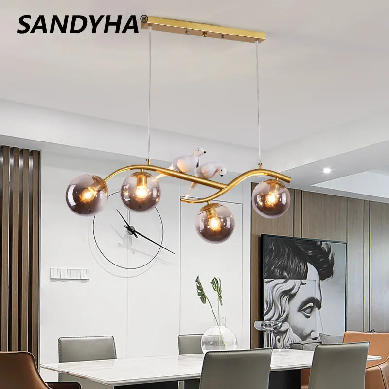 

SANDYHA Chandeliers Nordic Modern Luxury Pendant Light Bird Design Led Lamp for Bedroom Living Room Lustres Para Sala De Jantar