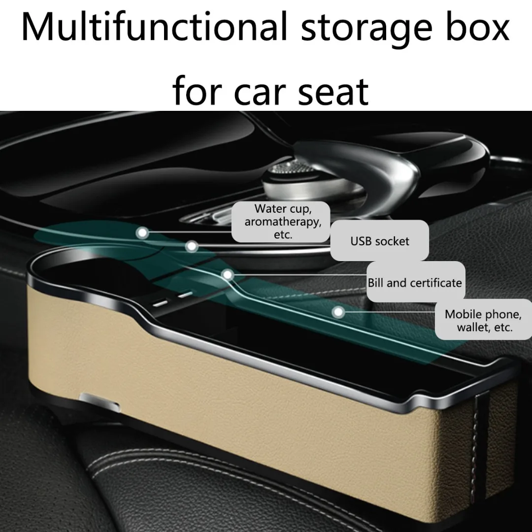 

Universal Car Seat Organizer Holder Portable Dual USB Charging Ports Multi-functional Seats Gap Storage Box Pockets