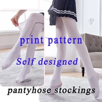high quality 3d printing custom pantyhose stockings self designed pattern logo fashion sexy tight stockings to map custom