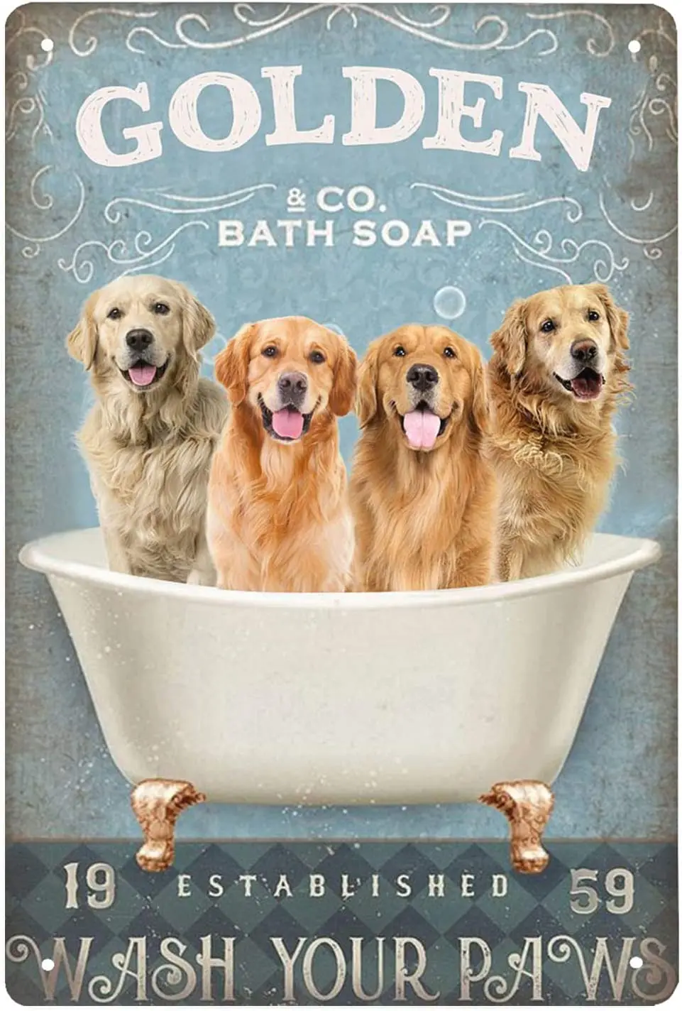 

Super durable Golden Dog Bath Soap Wash Your Pawsvintage Tin Sign-Bathroom Wall Decoration Cave Bar Kitchen Home Decoration