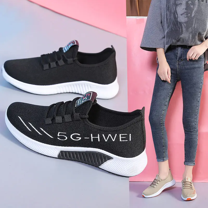 New Korean Version of Women's Shoes Fashion Comfortable Walking Sneakers Women's Breathable Mesh Leisure Running Shoes