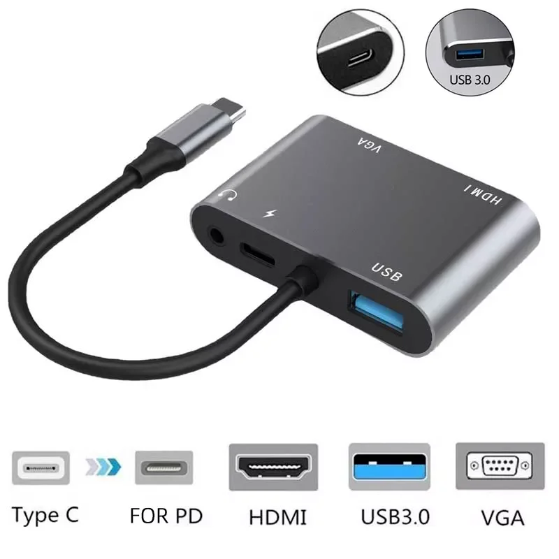 

Разветвитель VGA для ноутбука, USB 5/4, 5 портов, 3,0 мм