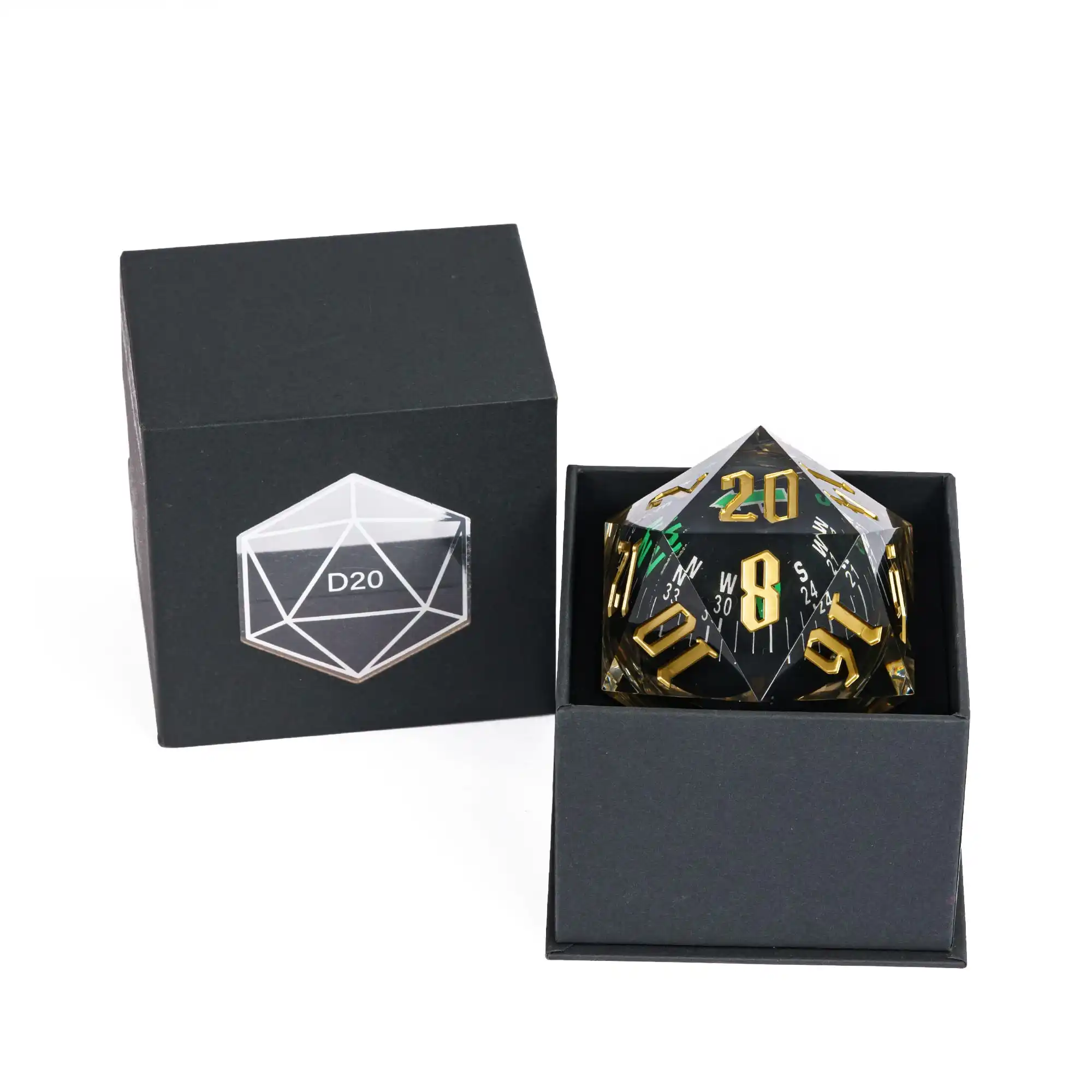 55 мм светящиеся игральные кости D20 с компасом 20 сторон игровые гигантские