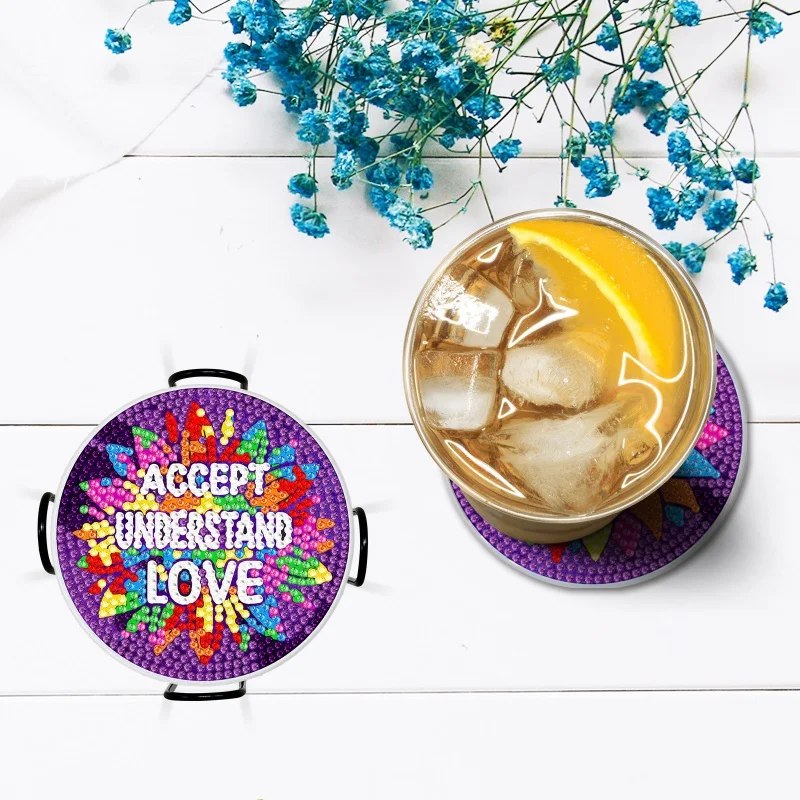 

New Diamond Painting DIY Coaster Creative Landscape Cartoon Rubik's Cube Diamond Acrylic Heat Proof Mat Wholesale