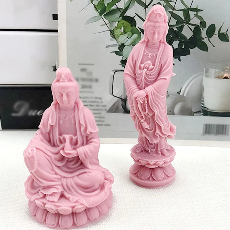 

Guanyin Будда свеча форма для стола ремесло статуя создание формы сделай сам Ароматизированная свеча силиконовая форма для мыла из смолы подарочные принадлежности