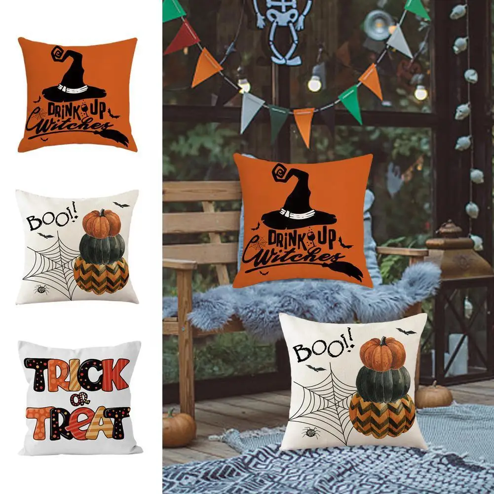 

Halloween Pumpkin Cushion Sofa Pillow Linen Printing Pillow Pillowcase Decoration Halloween Style Home Nordic Party F0g5
