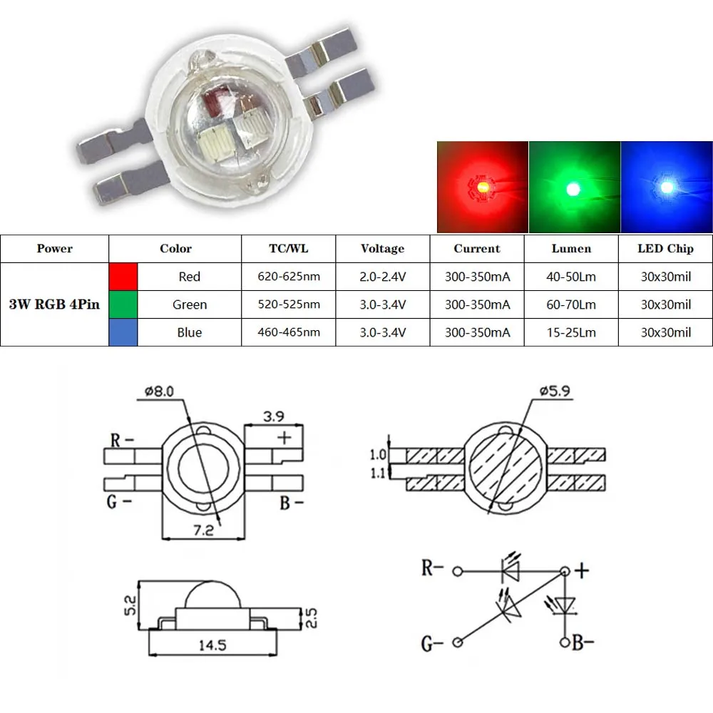 Фото Высококачественный светодиодный чип COB RGB RGBW RGBWW 3 Вт, 4 Вт, 5 Вт, 6 Вт, 8 Вт, 9 Вт, 10 Вт, 12 Вт, цветные бусины для ламп на 3, 6, 9, 12, 15 Вт, сценические лампы, бусины №2