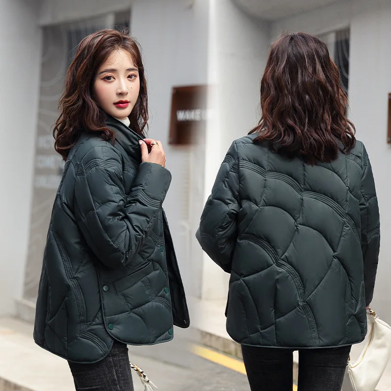 2022 New Products Down Padded Jacket Women Short Fashion Stand-up Collar Light Short Oversized Parkas Winter Coat Free Shipping