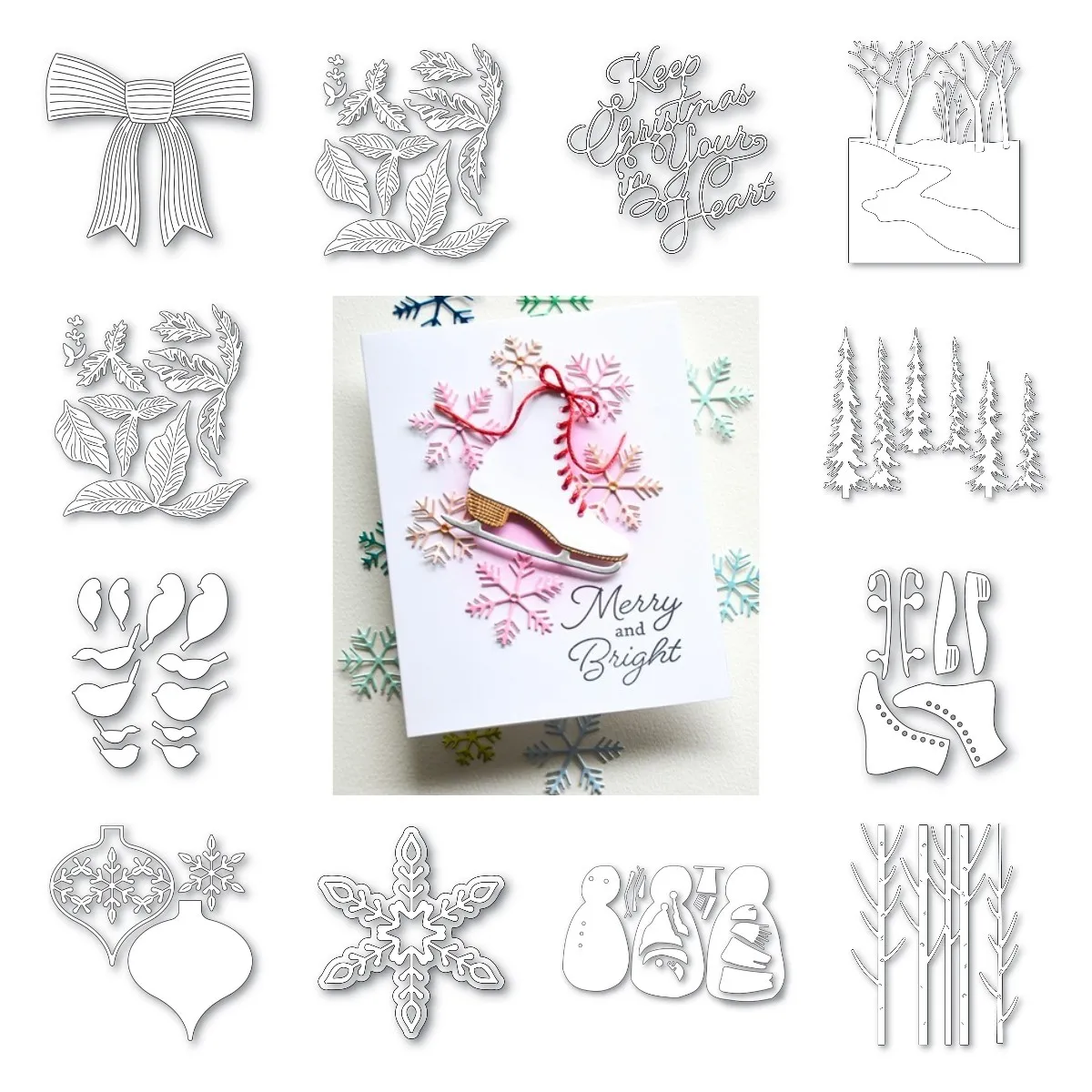 

Christmas Tree Snowflake Skates Metal Cutting Dies Hot Foil Stamps New Arrival 2022 Scrapbook Diary Decoration Stencil Embossing