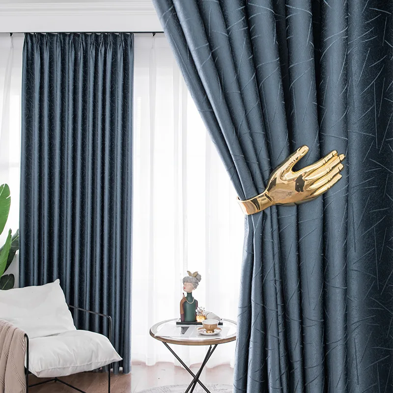 

Nordic Light Luxury Simple Thickened Diamond Strip Gloss Cotton Soft Custom Shading Curtains for Living Dining Room Bedroom