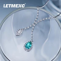 letmexc 8x12mm paraiba high carbon diamond cubic zirconia 925 sterling silver classic fashion womens necklace