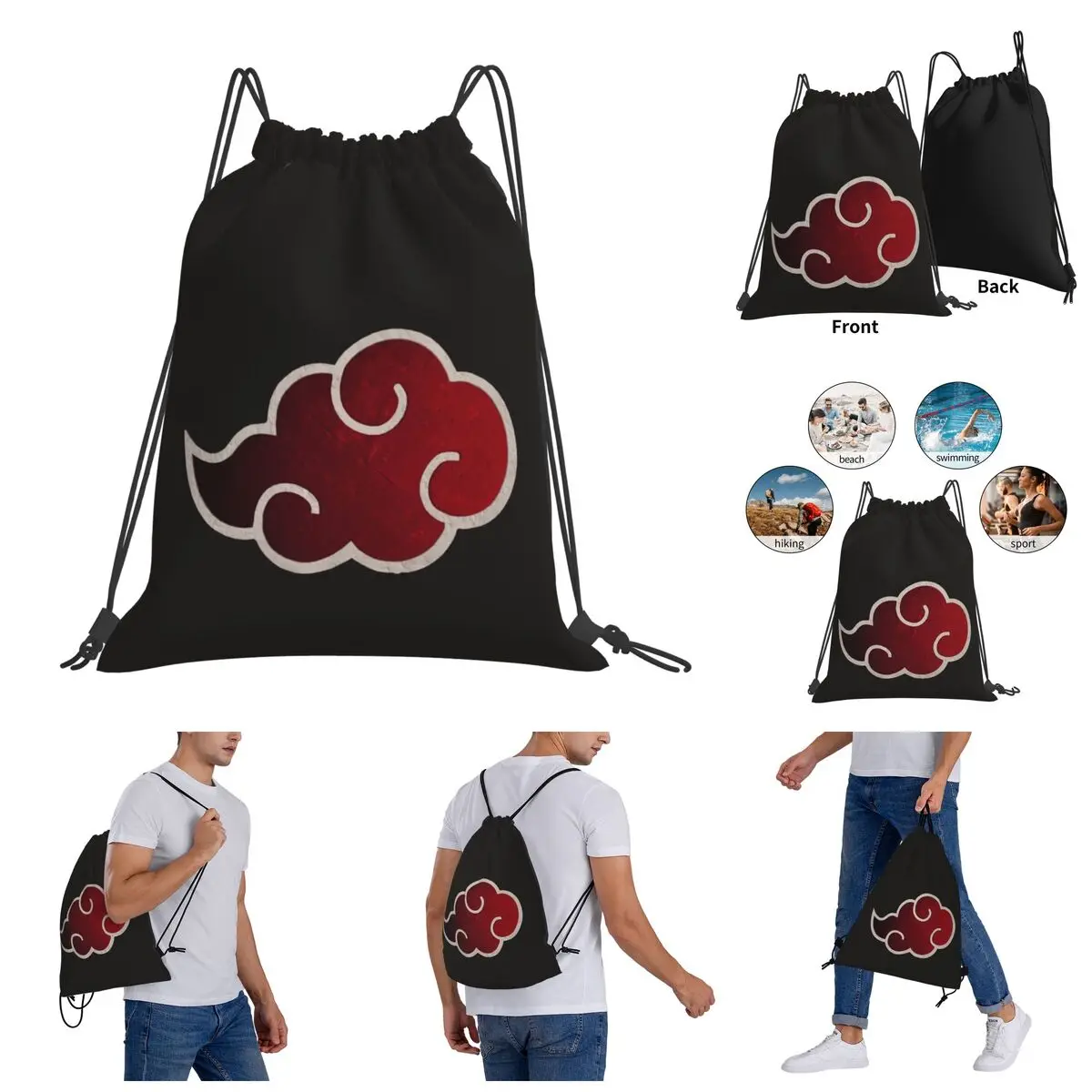 

Japan Anime Akatsuki Drawstring Bags Gym Bag Vintage Backpack Funny Blanket roll