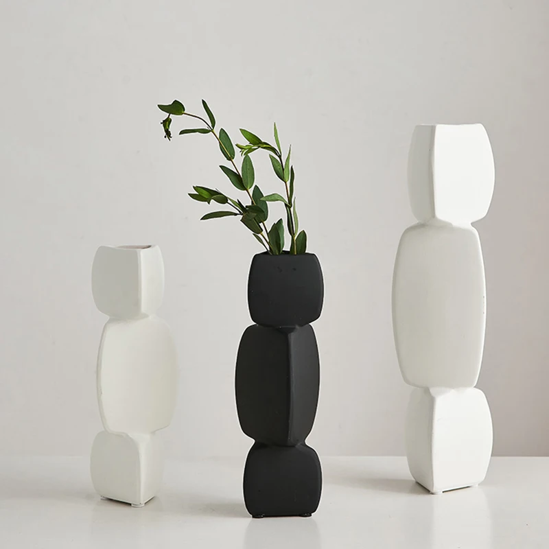 

Modern minimalist vase decoration home Flower Arrangement Living Room Flowerpot Nordic minimalist decor black vase Art Ornaments