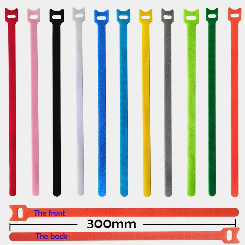 

50pcs Adhesive Fastener Tape cable ties Magic Hook Loop stick bulcker Belt Bundle Wire Line Strap cord