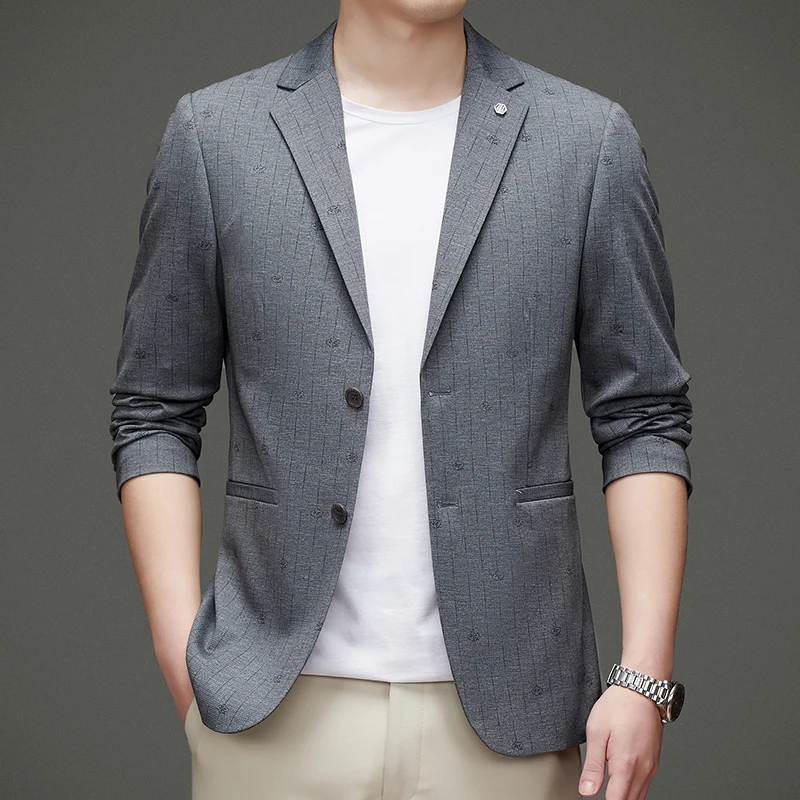 

Spring Men's Casual Blazers Korean Slim Fit Single-breasted Suit Jacket for Middle-aged