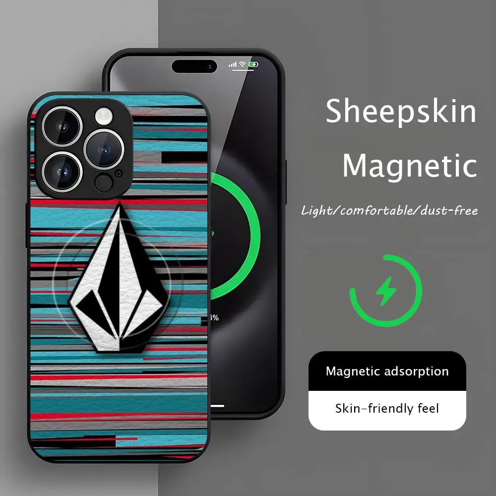 Фото Модный чехол V-Volcom для iPhone 17, 16, 15, 14, 13, 12, 11 Plus Pro Max, высококачественный, роскошный, из овчины, с поддержкой MagSafe №2