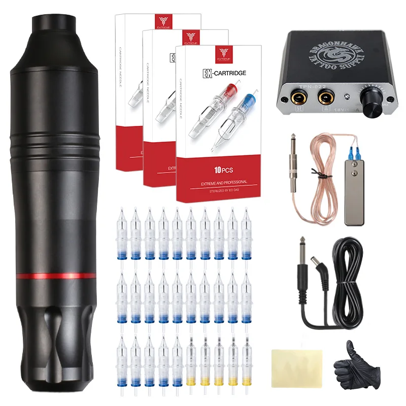 

Dragonhawk Tattoo Permanent Makeup Pen Rotary Machines Mini Power Tattoo Cartridge Needles Supply Beginners Tattoo Kit