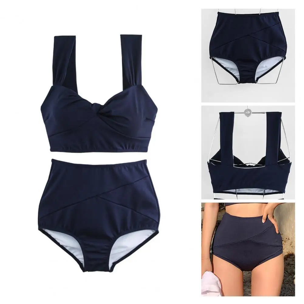 

Fashion Two Piece Soft-touching Belly Control High Waist Women Swimsuit for Beach Bandeau Bikini Set Bikinis Set
