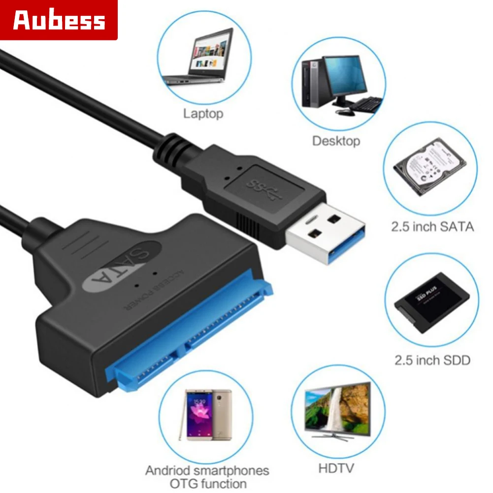 

Usb3.0 To Sata Compatible Hard Disk Cable Adapter Transfer High Speed Adapter Cable Support For 2.5/3.5 Inch Adapter Cable Hard