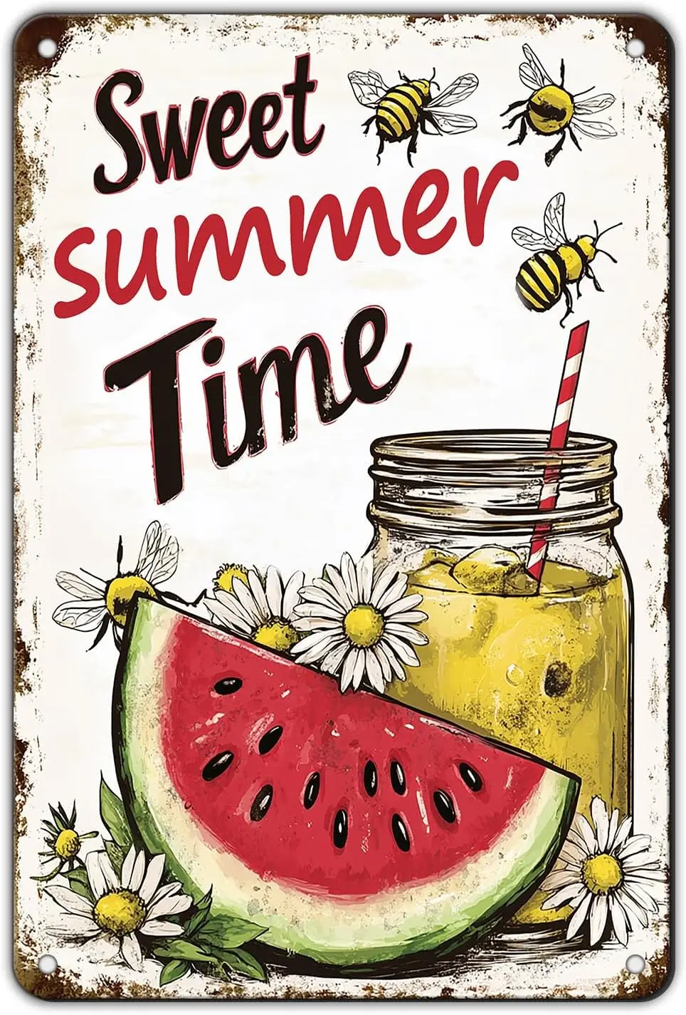 Металлический постер &quotСладкий летний арбуз и лимонад&quot