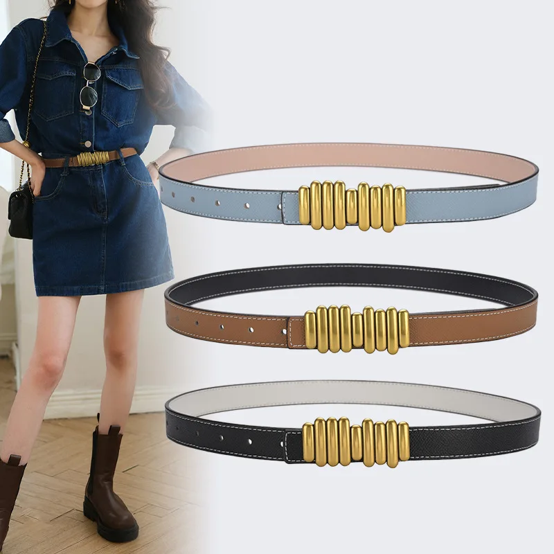 Deluxe double female belt contracted joker jeans and women students leisure belt