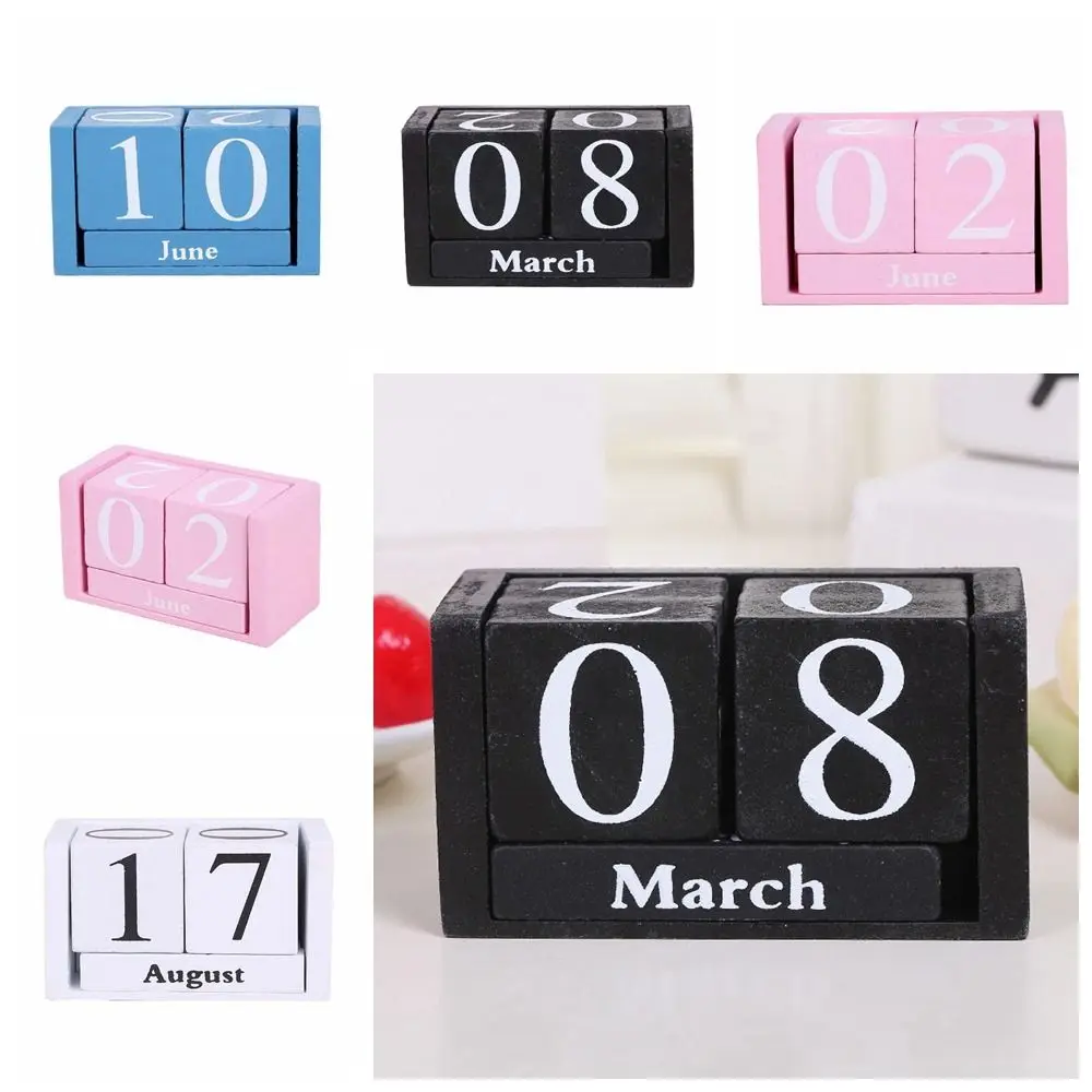 

Pastoral Style Wooden Perpetual Calendar Eternal Blocks MDF Cube Calendar Perpetual Calendar Month Display