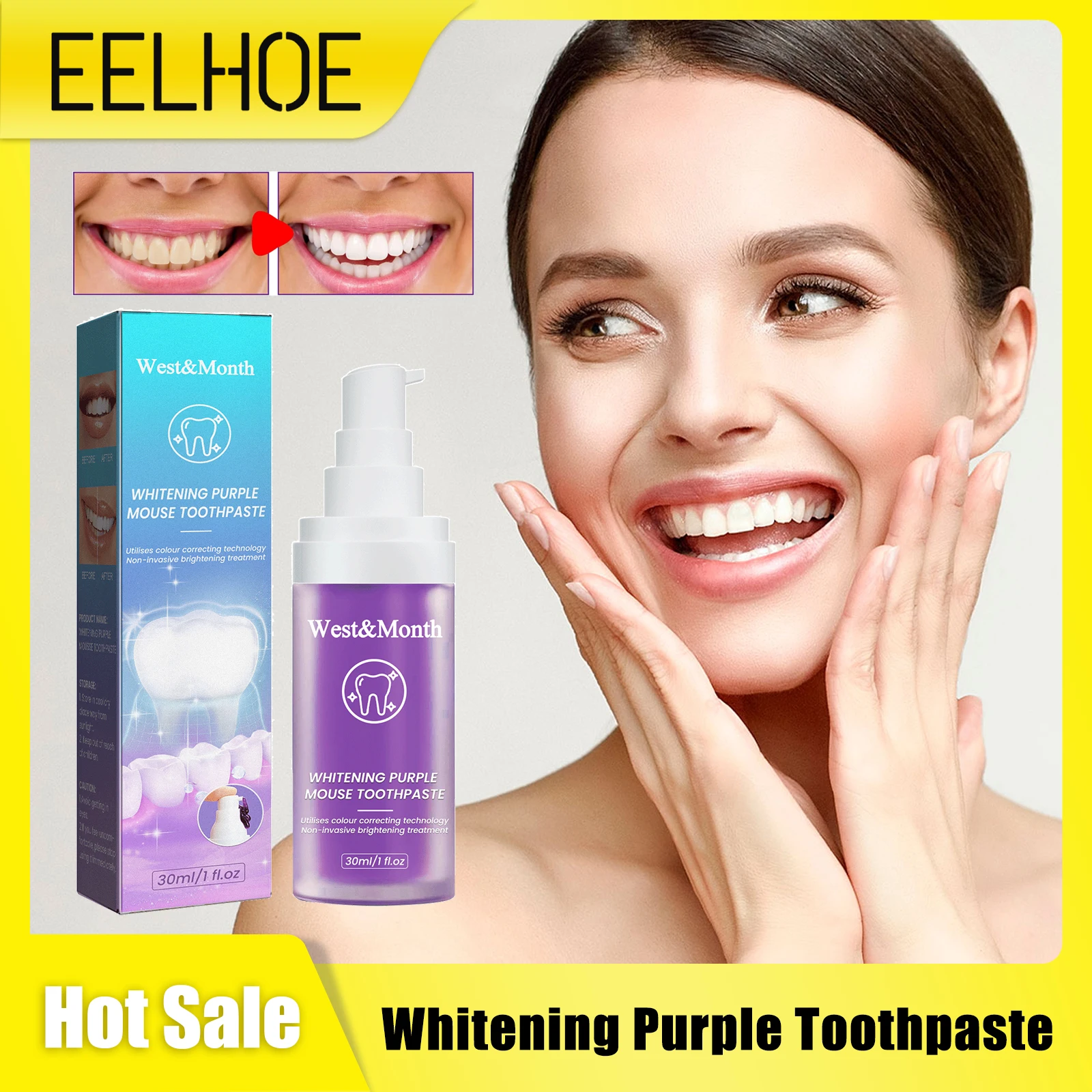 

Whitening Purple Mousse Toothpaste Deep Cleaning Fresh Breath Tooth Whitener Remove Stains Plaque Reduce Yellowing Oral Hygiene