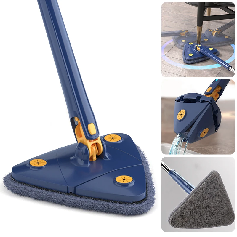 

Triangle Mop 360 Rotatable Extendable Adjustable 110 Cm Cleaning Mop for Tub Tile Floor Wall Cleaning Mop Deep Cleaning Mop