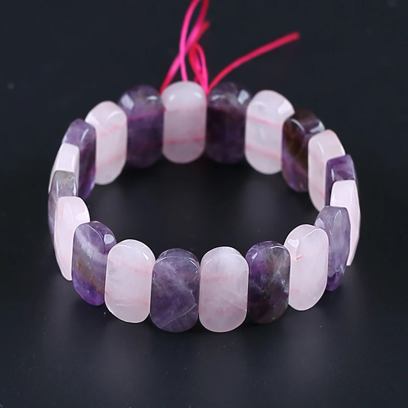 

Wholesale, Natural Rose Quartz and Amethyst Beaded Bracelet, Natural Gemstone Bracelet, Gemstone Beads Gift for Her Perfect Gift