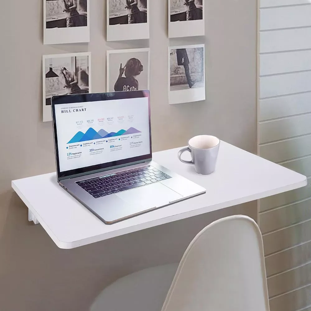 

2023 Yescom Wall Mounted Floating Folding Computer Desk 66lbs Weight Capacity PC Dining Wooden Table 23 5/8" x 15 3/4"