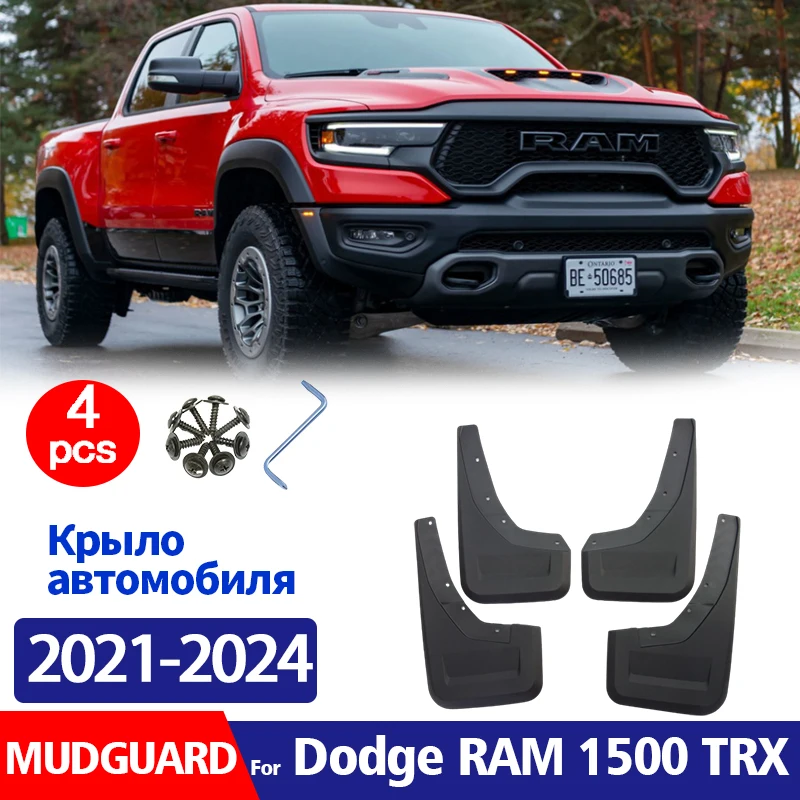 Custom Mud Flaps For Dodge Ram TRX 2021-2024 – Front & Rear Splash Guards, 4-Piece Kit