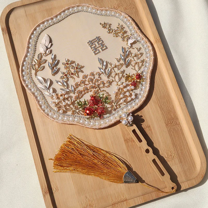 

Handmade bridal group fan Lady love fan diy material package Chinese fan