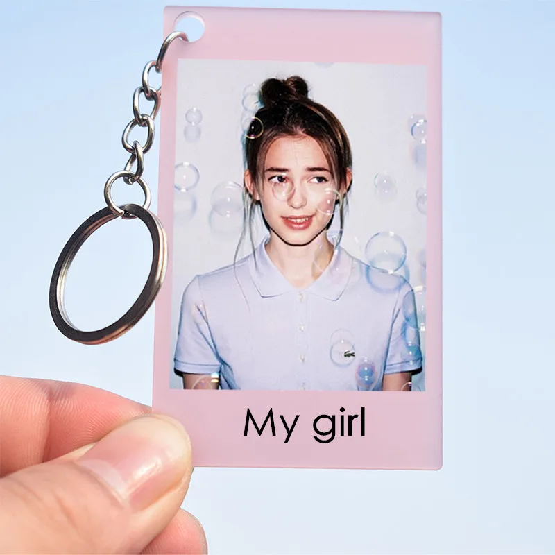 

Customized Acrylic Board Keychain Personalized Music Code Album Photo Car Keyrings Custom Couple Friendship Gift