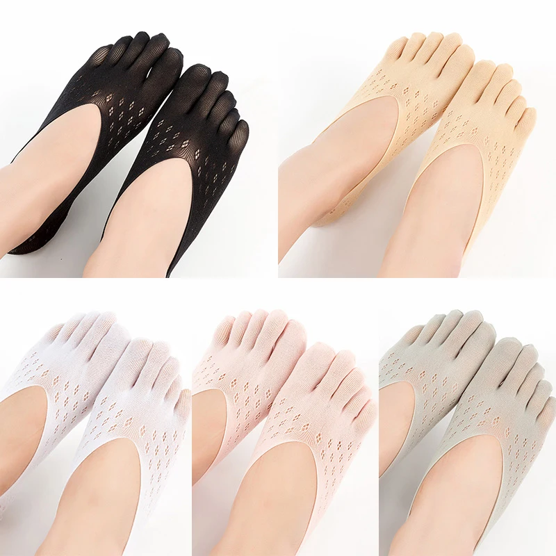 

Летние тонкие тапочки с низким вырезом, тапочки с пятью пальцами, невидимые носки, ортопедические невидимые компрессионные женские мягкие носки из полиэстера
