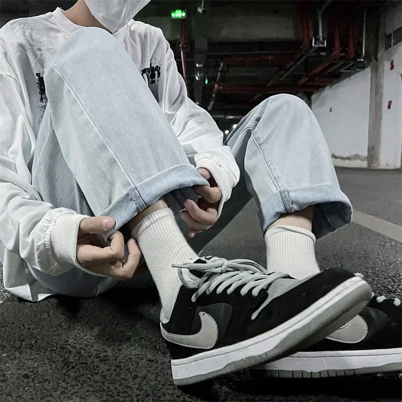 EOENKKY/2022 New Street Casual Baggy Jeans Men's Korean Fashion Hip Hop Straight Wide Leg Trousers plus size Men's Harem Pants