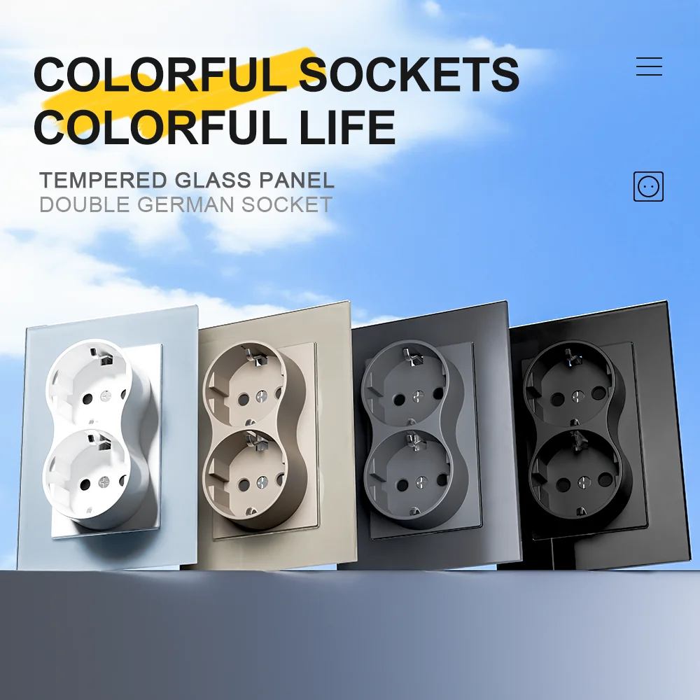 Европейская стандартная двойная немецкая розетка 120*86 черная и белая золотая