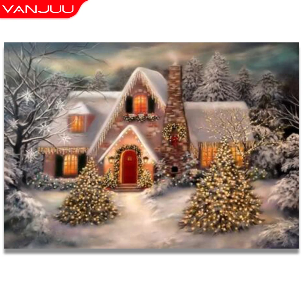

Алмазная 5D живопись «сделай сам», пейзаж, Снежная сцена, мозаика, Набор для вышивки крестиком, картина стразы, домашний декор, подарок