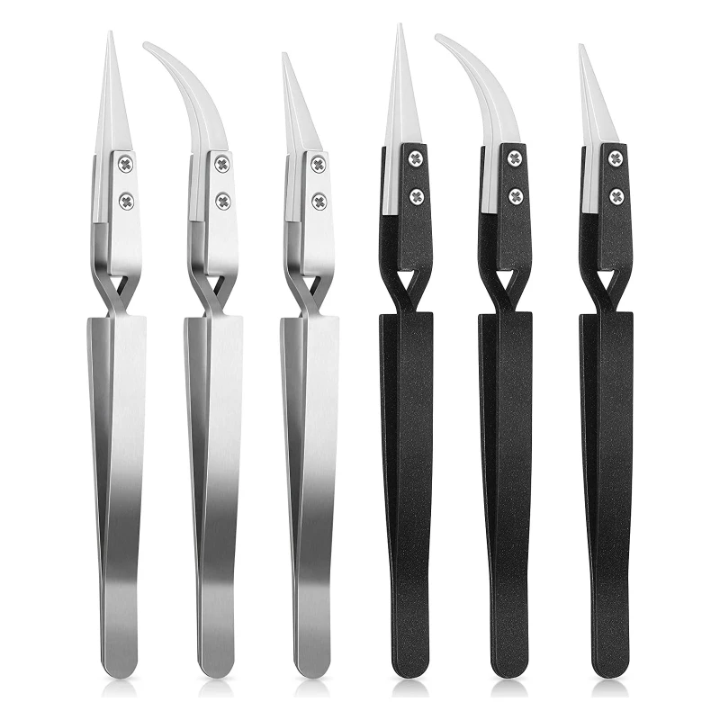 

R3MC Reverse Ceramic Tweezers Non-Conductive,Heat Resistant,Anti-Magnetic Tweezer Set