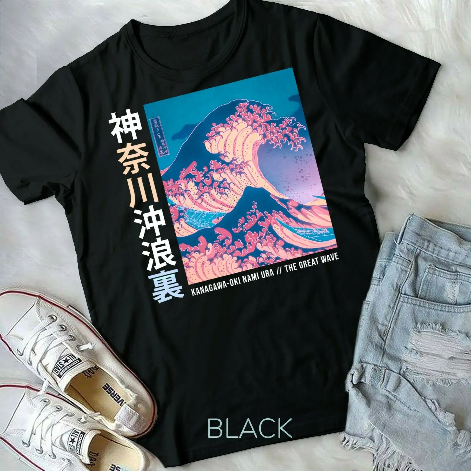 

Japanese Wave Vintage Streetwear Aesthetic Trendy Graphic Form T-shirt