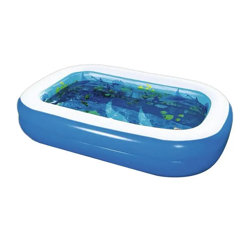 

Kiddie Pool Inflatable Kiddie Pool For Kids And Toddlers Air Pump Family Swim Center With Ocean Pattern For Summer Water Fun