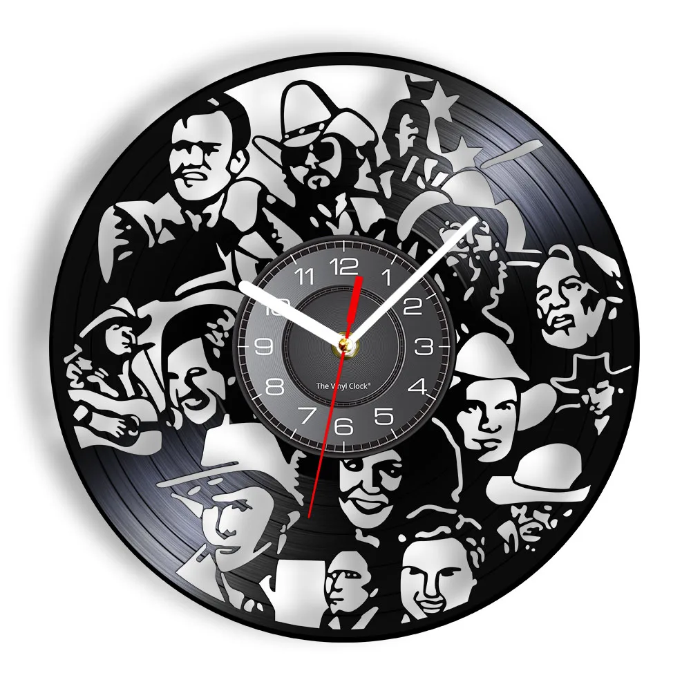 Classic Country Music Singer Retro Vinyl Record Wall Clock For Bedroom Home Decor Watch Laser Cut Music Album Handicraft Clock
